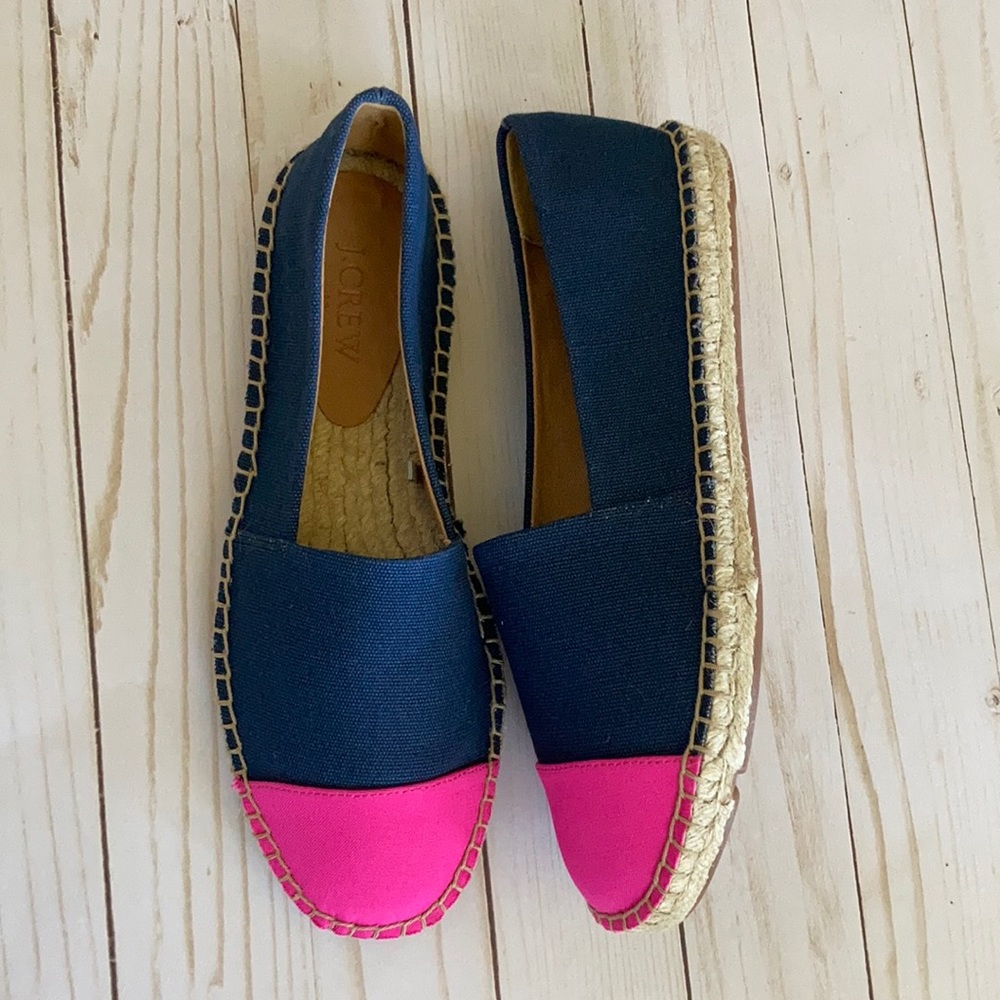 J. Crew Colorblock Canvas Cap Toe Slip On Espadrilles